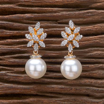 Cz Moti Earring With 2 Tone Rhodium Plating