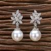Cz Moti Earring With 2 Tone Rhodium Plating