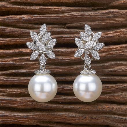 Cz Moti Earring With 2 Tone Rhodium Plating