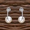 Cz Pearl Earring With 2 Tone Rhodium Plating