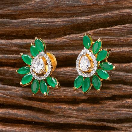 Cz Short Earring With 2 Tone Plating