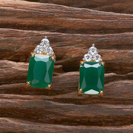 Cz Short Earring With 2 Tone Plating