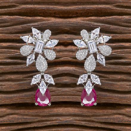 Cz Classic Earring With Rhodium Plating
