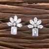 Cz Classic Earring With Rhodium Plating