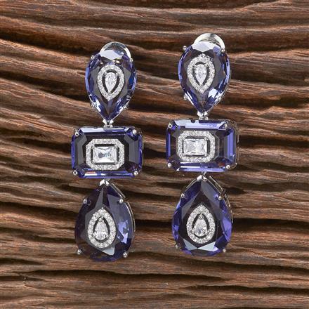 Cz Classic Earring With Rhodium Plating