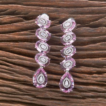 Cz Classic Earring With Rhodium Plating