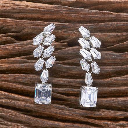 Cz Classic Earring With Rhodium Plating