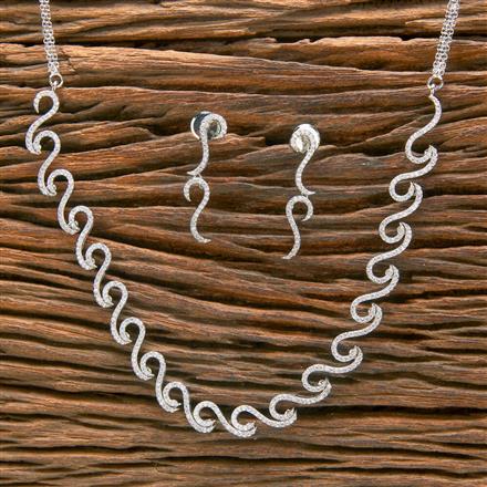 Cz Classic Necklace With 2 Tone Rhodium Plating