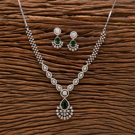 Cz Classic Necklace With Rhodium Plating