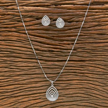 Cz Classic Pendant Set With Rhodium Plating