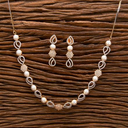 Cz Moti Necklace With Rhodium 2 Tone Plating