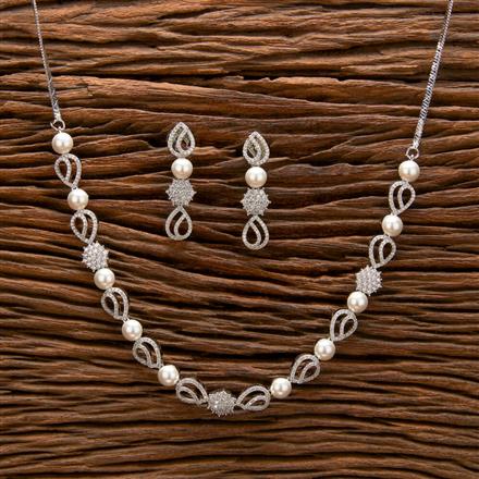 Cz Moti Necklace With Rhodium 2 Tone Plating