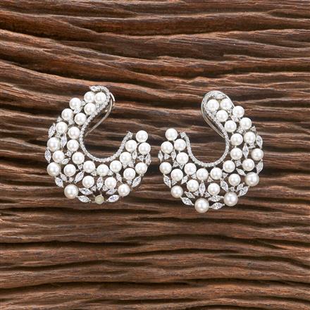 Cz Chand Earring With Rhodium 2 Tone Plating
