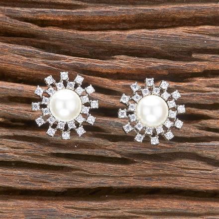 Cz Moti Tops With Rhodium 2 Tone Plating