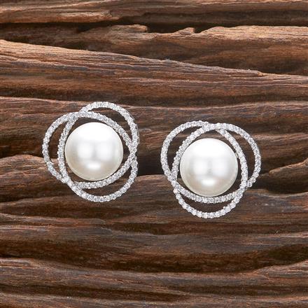 Cz Pearl Tops With 2 Tone Rhodium Plating