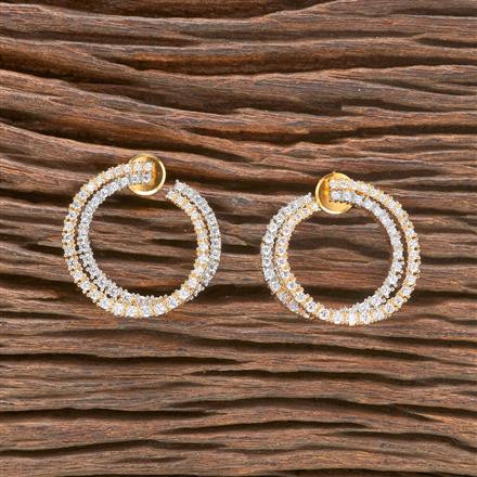 Cz Chand Earring With 2 Tone Plating