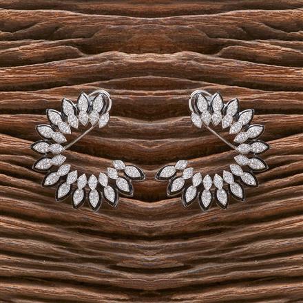 Cz Chand Earring With Rhodium 2 Tone Plating
