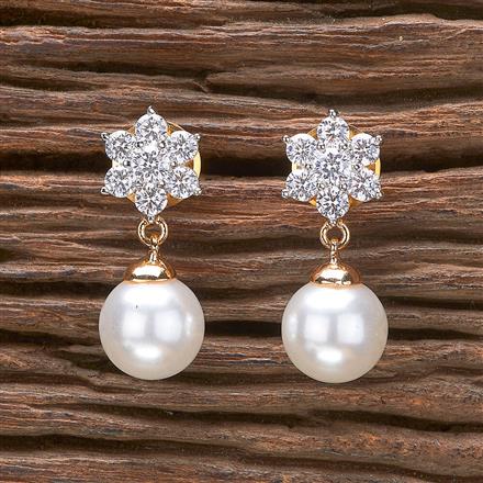 Cz Delicate Earring With 2 Tone Rhodium Plating