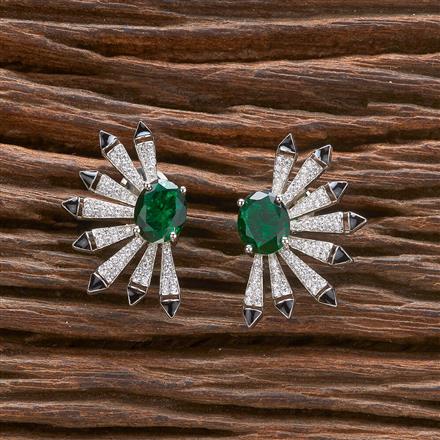 Cz Meenakari Earring With Rhodium Plating