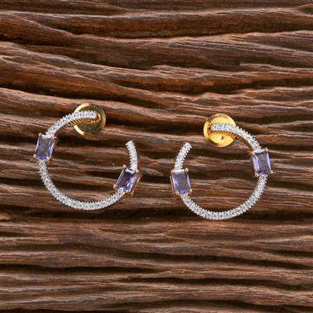 Cz Short Earring With 2 Tone Plating