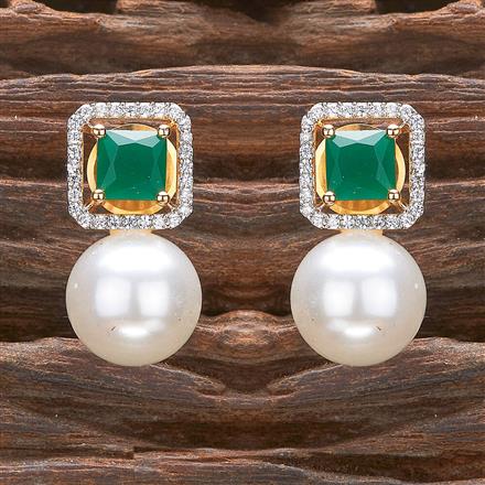 Cz Short Earring With 2 Tone Plating