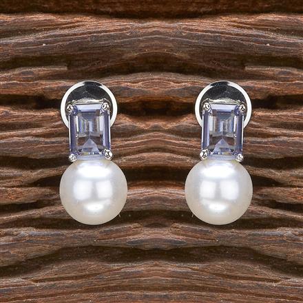 Cz Delicate Earring With Rhodium Plating