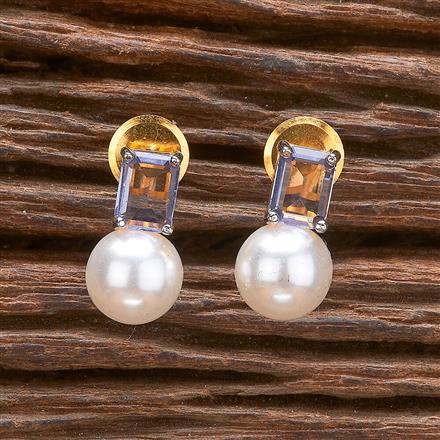 Cz Short Earring With Gold Plating