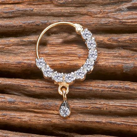 Cz Delicate Nose Ring With Rhodium 2 Tone Plating
