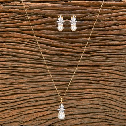 Cz Delicate Pendant Set With 2 Tone Rhodium Plating
