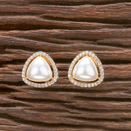 Cz Pearl Tops With 2 Tone Gold Rhodium Plating