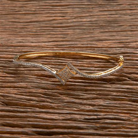 Cz Delicate Kada With Rhodium 2 Tone Plating