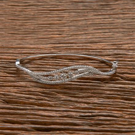 Cz Delicate Kada With Rhodium 2 Tone Plating