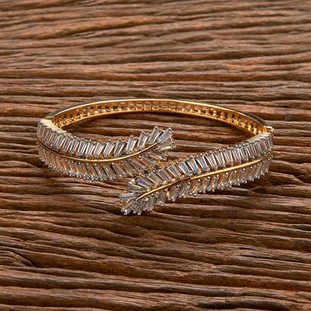 Cz Classic Kada With Rhodium 2 Tone Plating