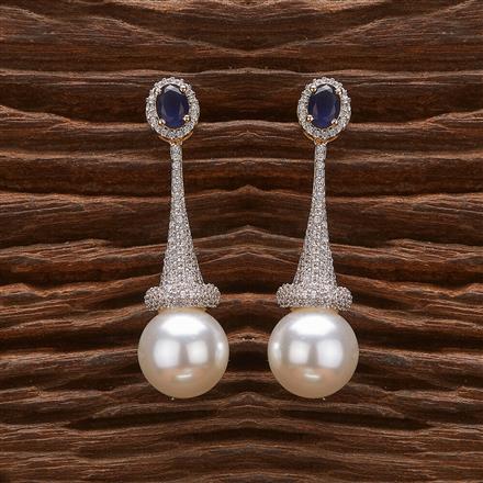 Cz Pearl Earring With 2 Tone Plating