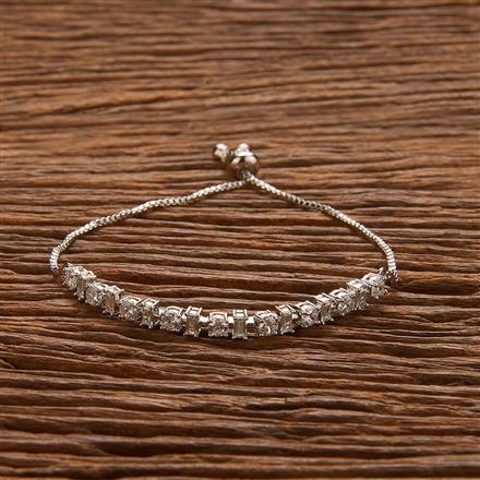 Cz Adjustable Bracelet With Rhodium 2 Tone Plating