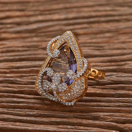 Cz Adjustable Ring With 2 Tone Plating