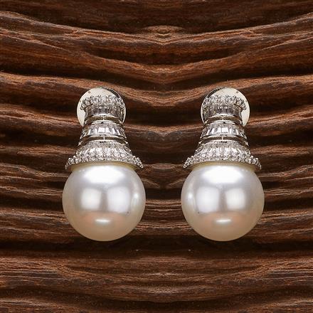 Cz Moti Earring With Rhodium 2 Tone Plating