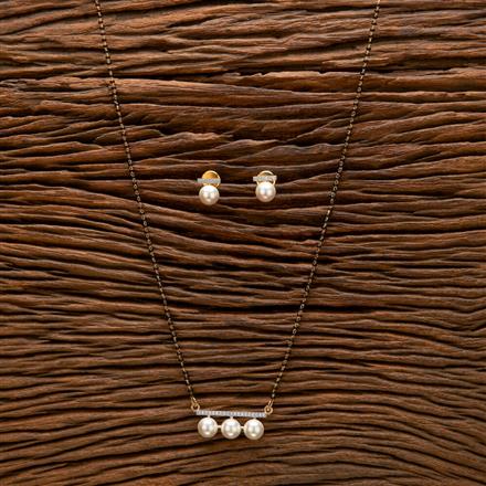 Cz Pearl Mangalsutra With Rhodium 2 Tone Plating