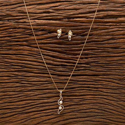 Cz Delicate Pendant Set With 2 Tone Plating