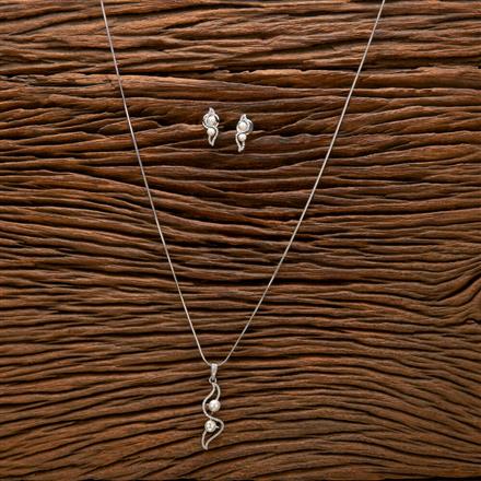 Cz Pearl Pendant Set With Rhodium Plating