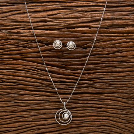 Cz Pearl Pendant Set With Rhodium Plating