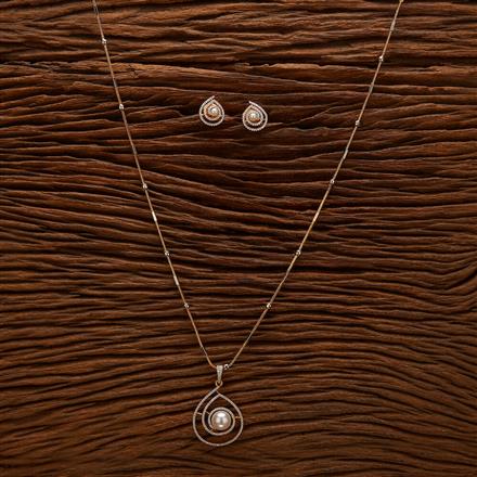 Cz Classic Pendant Set With 2 Tone Plating