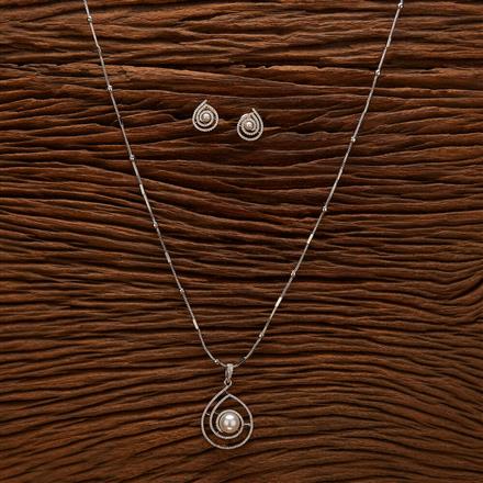 Cz Classic Pendant Set With Rhodium Plating