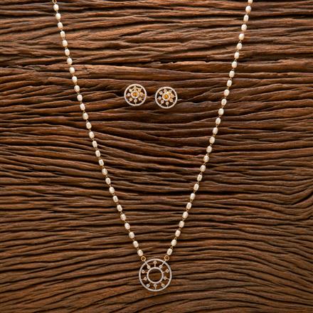 Cz Mala Pendant Set With Rhodium 2 Tone Plating