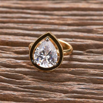 Cz Adjustable Ring With 2 Tone Plating