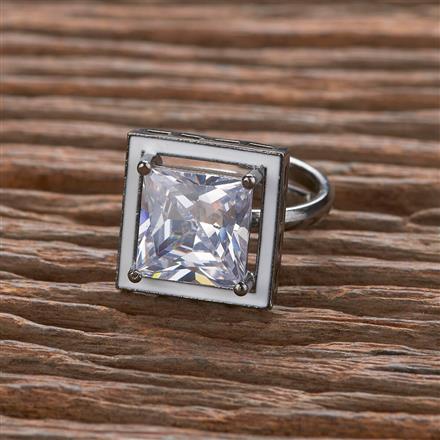 Cz Classic Ring With Black Plating