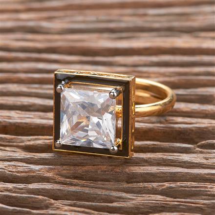 Cz Adjustable Ring With 2 Tone Plating