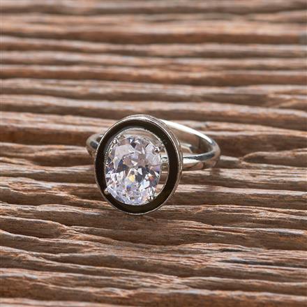 Cz Classic Ring With Rhodium Plating