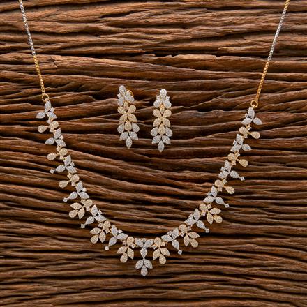 Cz Delicate Necklace With Rhodium 2 Tone Plating
