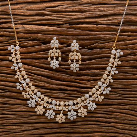 Cz Classic Necklace With Rhodium 2 Tone Plating